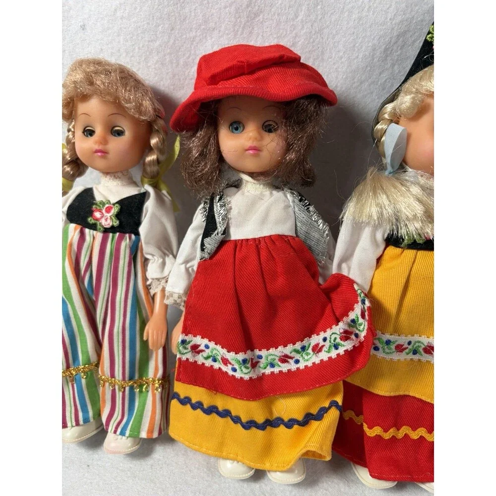 Vintage (6) Sleepy Eyes Traditional Costume Doll European Souvenir Dolls